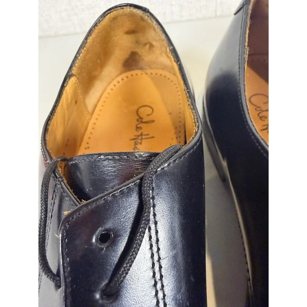 COLE HAAN Mans Black‎ Oxford Dress Cap Toe Shoes 9.5B black leather